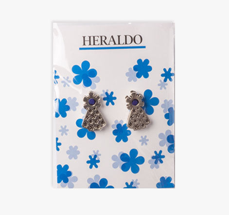 Pendientes Virgen del Pilar esmalte y flores